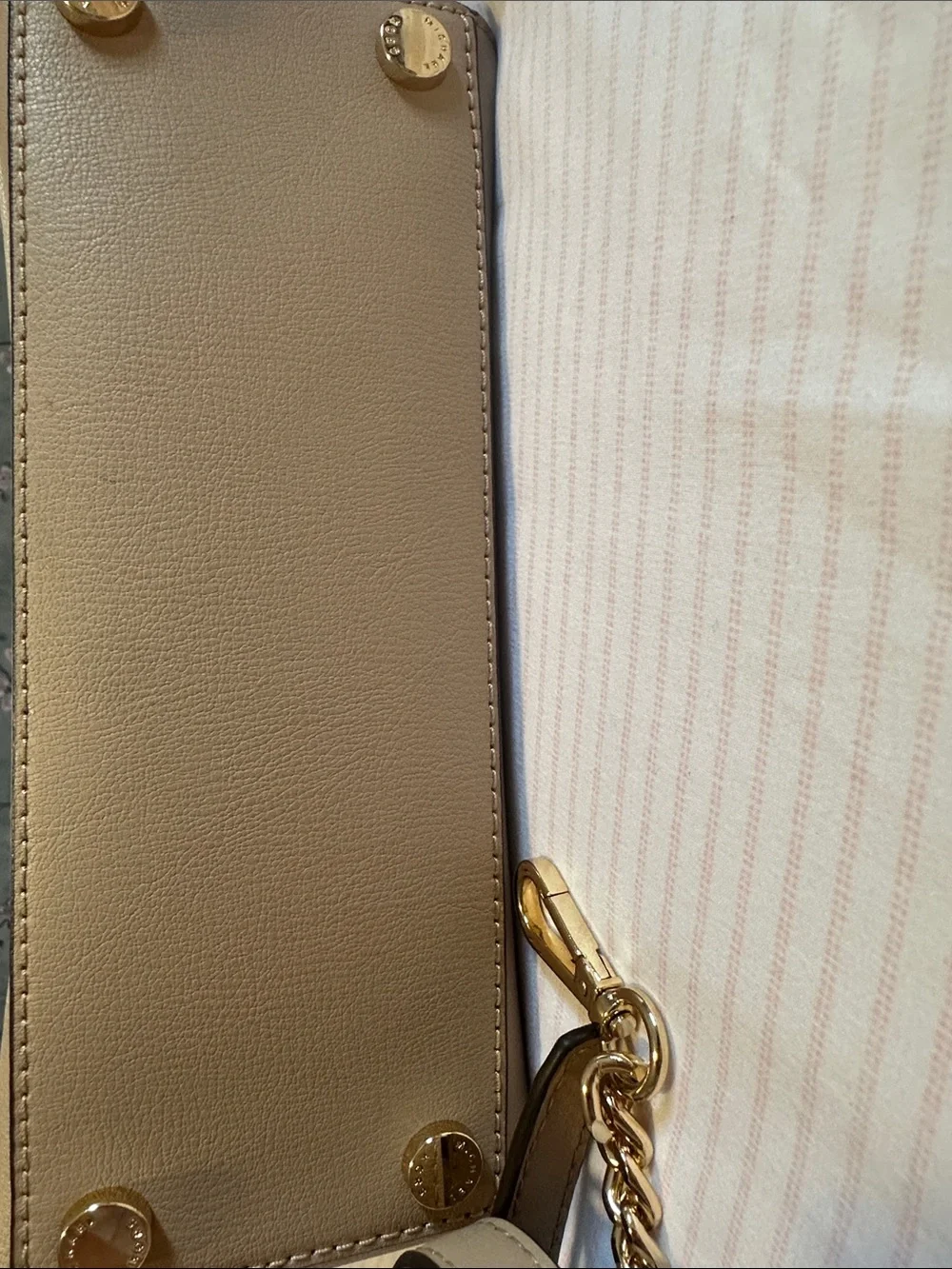 Michael Kors Beige Leather Top-Handle Satchel with Matching Zip Wallet